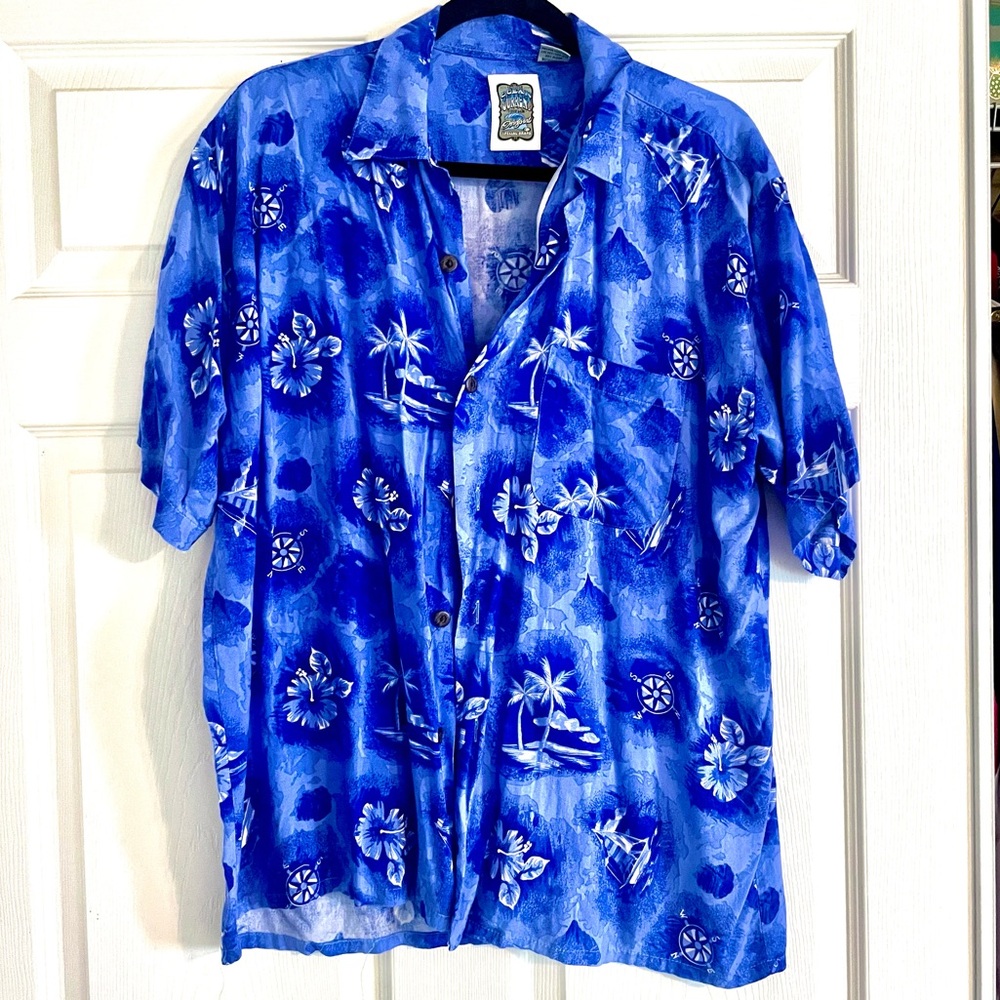Men’s Vintage blue “Genuine Ocean Current Vintage Original” Hawaiian Shirt